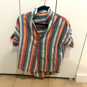 Madewell Rainbow Stripe Central Drapey Shirt